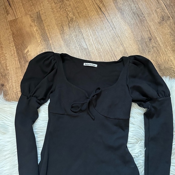 REFORMATION Helga Knit Dress In Black - Picture 6 of 8